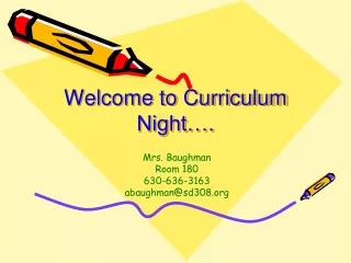 Welcome to Curriculum Night….