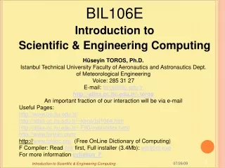 BIL106 E Introduction to Scientific &amp; Engineering Computing