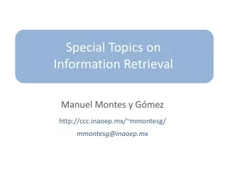 Special Topics on Information Retrieval