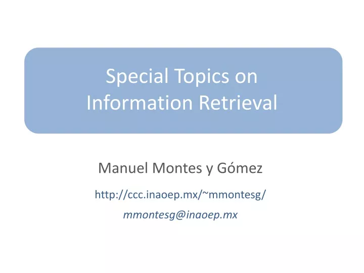 special topics on information retrieval