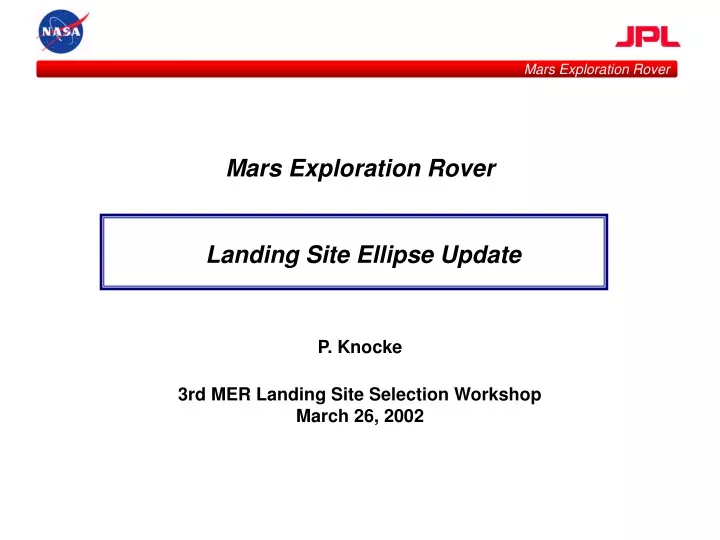mars exploration rover landing site ellipse update