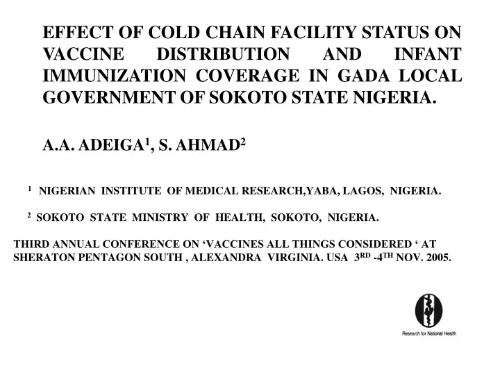 effect of cold chain facility status on vaccine