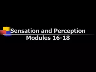Sensation and Perception Modules 16-18