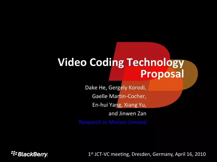 video coding technology proposal