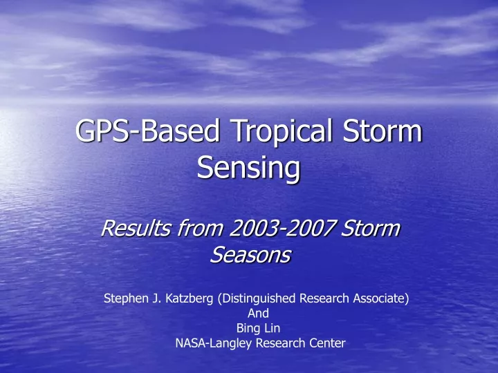 gps based tropical storm sensing