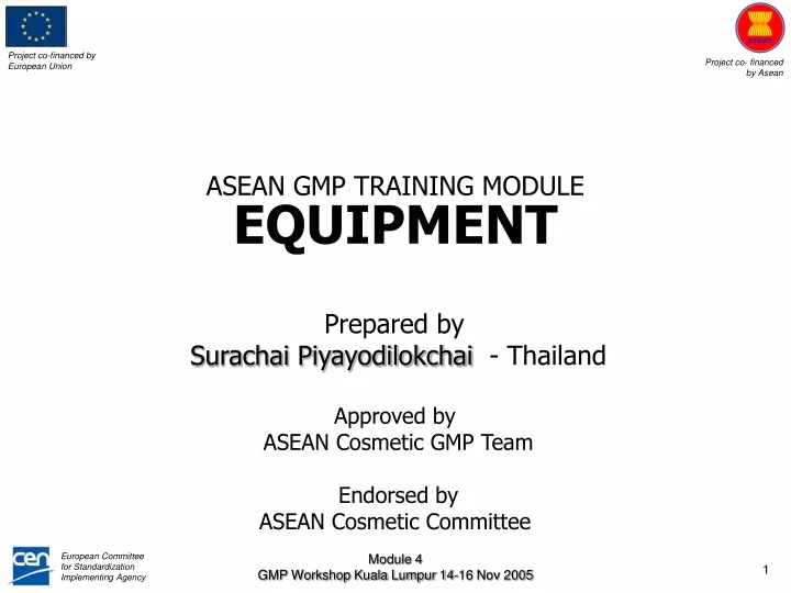 asean gmp training module equipment