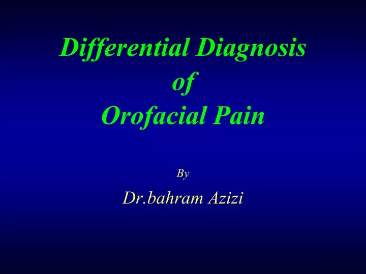 differential diagnosis of orofacial pain