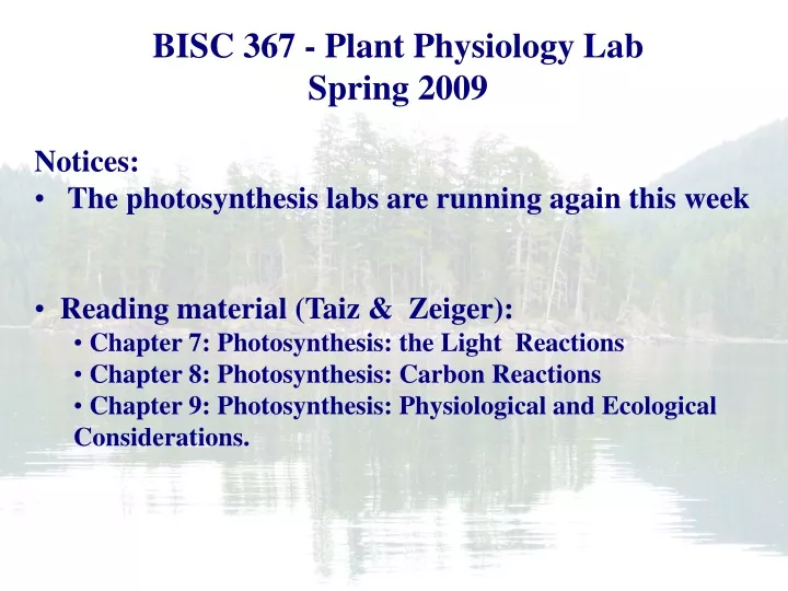 bisc 367 plant physiology lab spring 2009