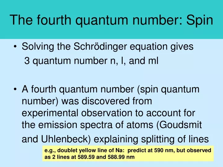 the fourth quantum number spin