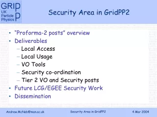 Security Area in GridPP2