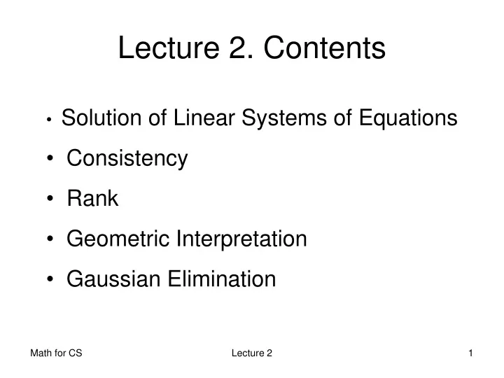 lecture 2 contents
