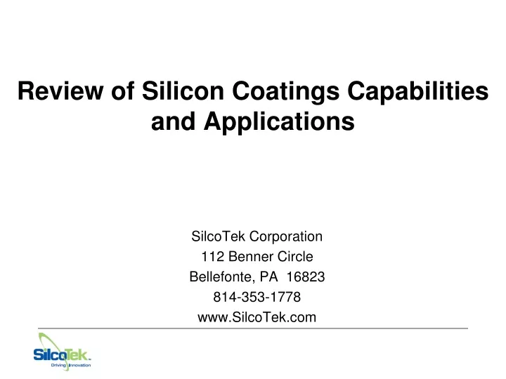 review of silicon coatings capabilities and applications