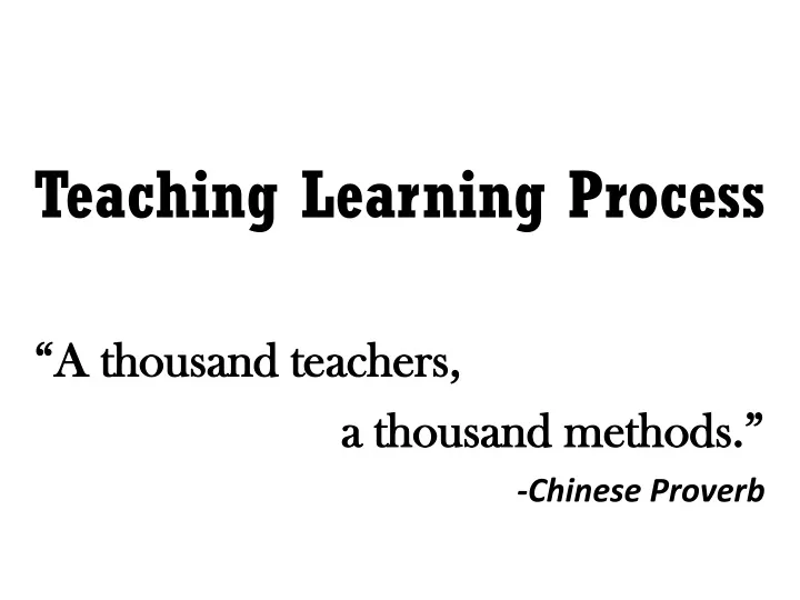 teaching learning process