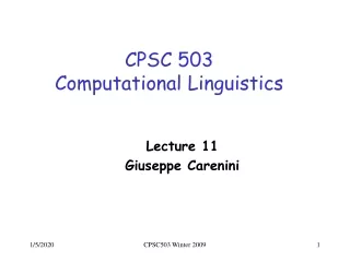 CPSC 503 Computational Linguistics