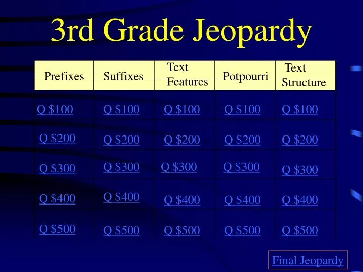 3rd grade jeopardy