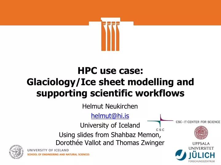 hpc use case glaciology ice sheet modelling and supporting scientific workflows