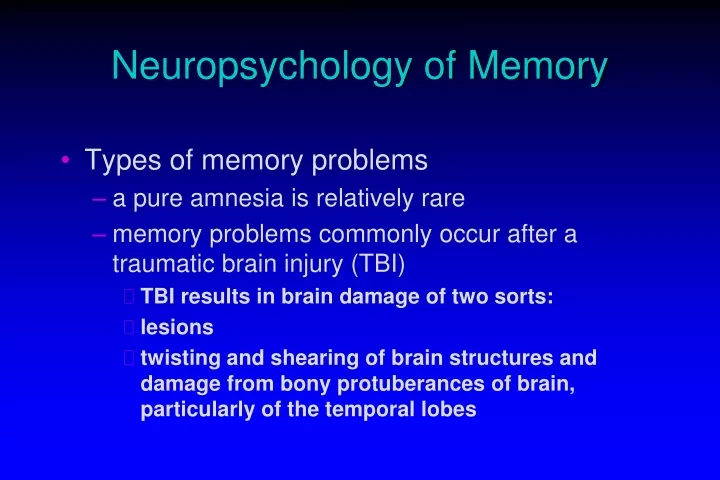 neuropsychology of memory