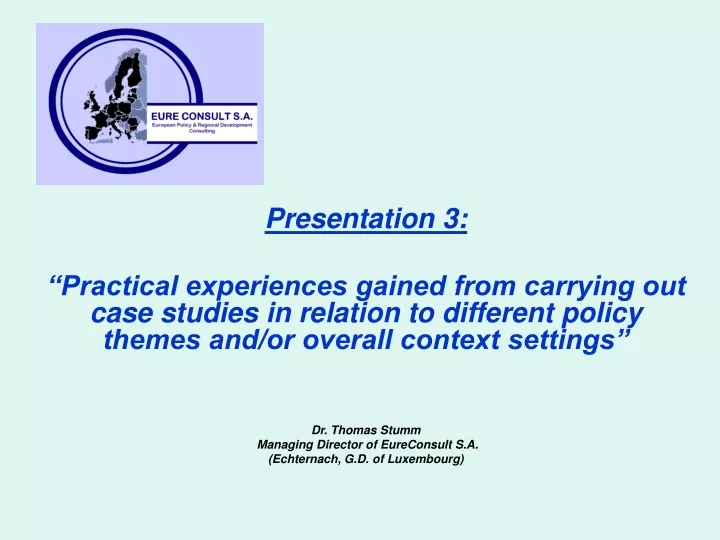presentation 3 practical experiences gained from
