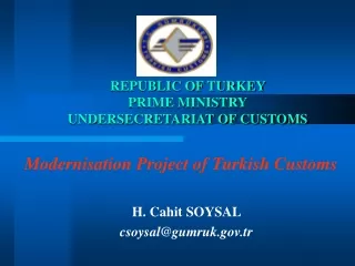 REPUBLIC OF TURKEY PRIME MINISTRY UNDERSECRETARIAT OF CUSTOMS