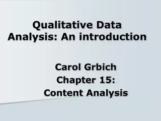 Qualitative Data Analysis: An introduction