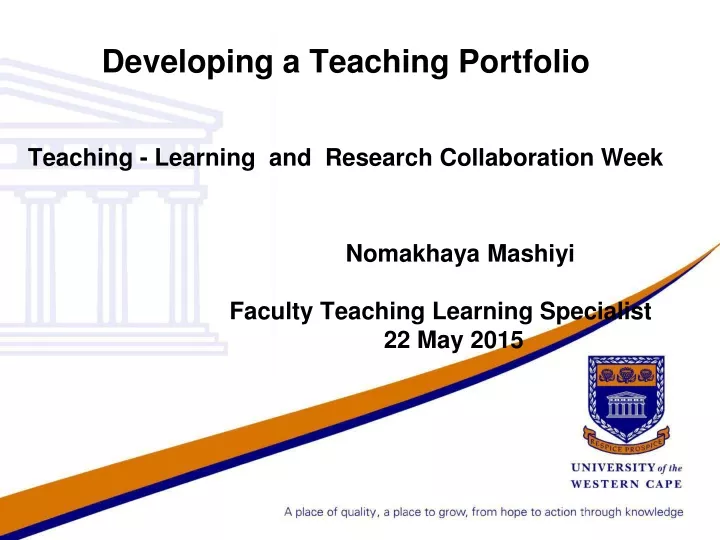 developing a teaching portfolio teaching learning