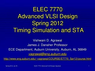 ELEC 7770 Advanced VLSI Design Spring 2012  Timing Simulation and STA
