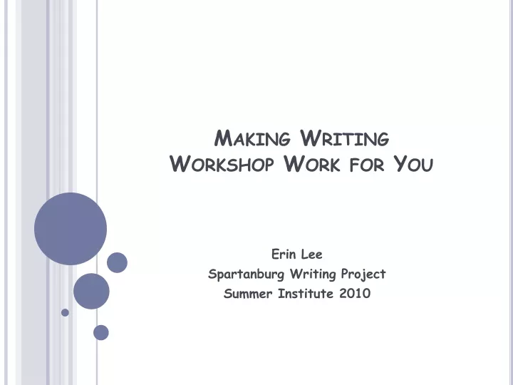 making writing workshop work for you