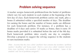 Problem solving sequence