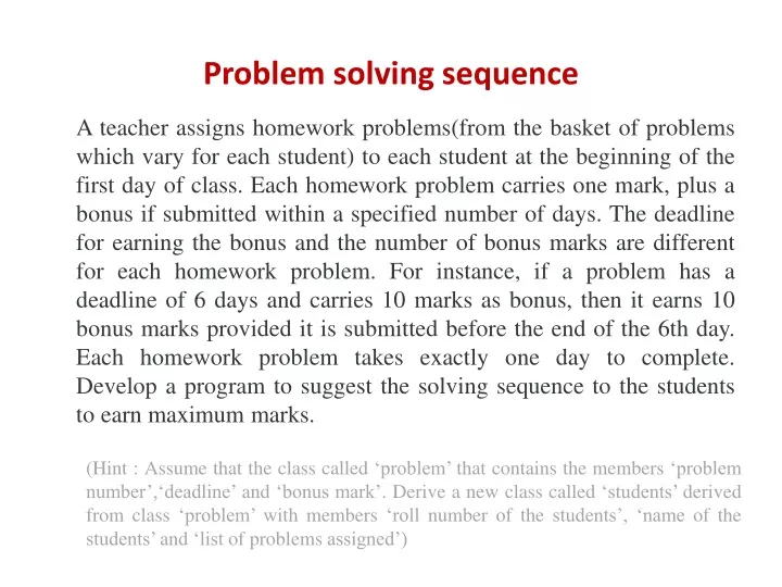 problem solving sequence