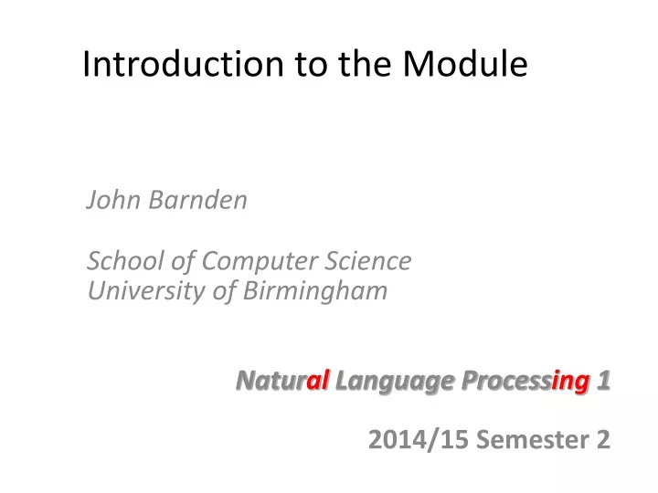 introduction to the module
