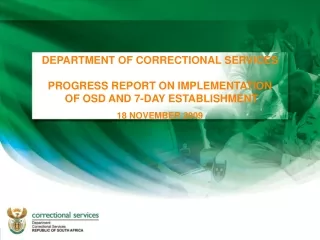 DEPARTMENT OF CORRECTIONAL SERVICES PROGRESS REPORT ON IMPLEMENTATION
