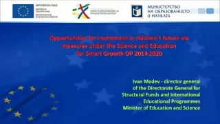 Opportunities for investment in children's future via measures under the Science and Education