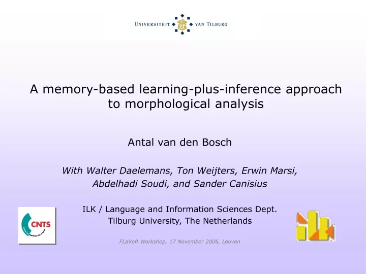 a memory based learning plus inference approach to morphological analysis
