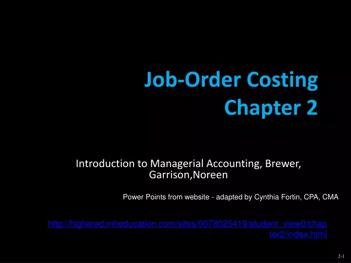job order costing chapter 2