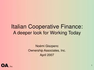 Italian Cooperative Finance: A deeper look for Working Today