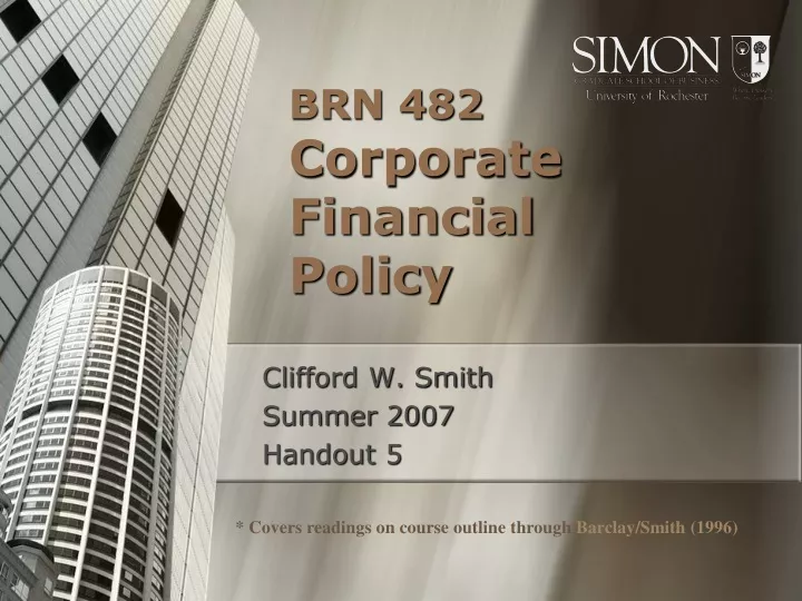 brn 482 corporate financial policy