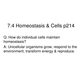 7.4 Homeostasis &amp; Cells p214