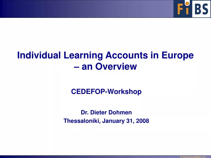 individual learning accounts in europe an overview