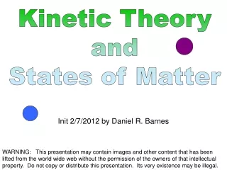Kinetic Theory and States of Matter