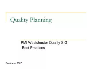 Quality Planning
