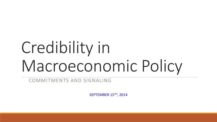credibility in macroeconomic policy