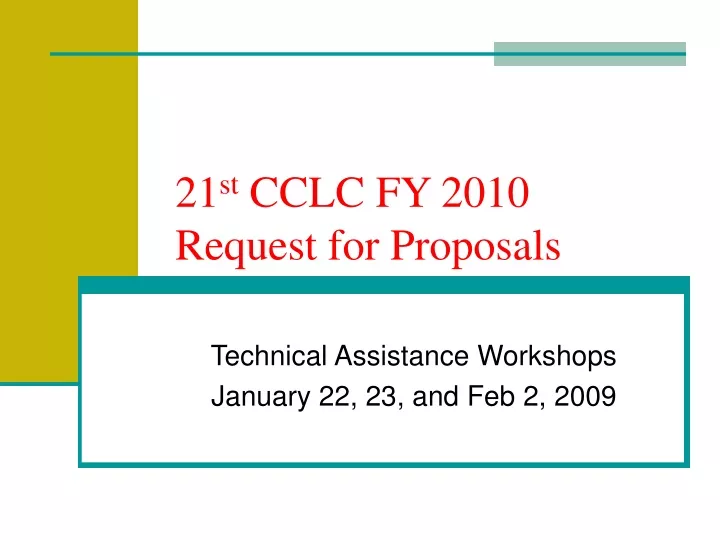 21 st cclc fy 2010 request for proposals