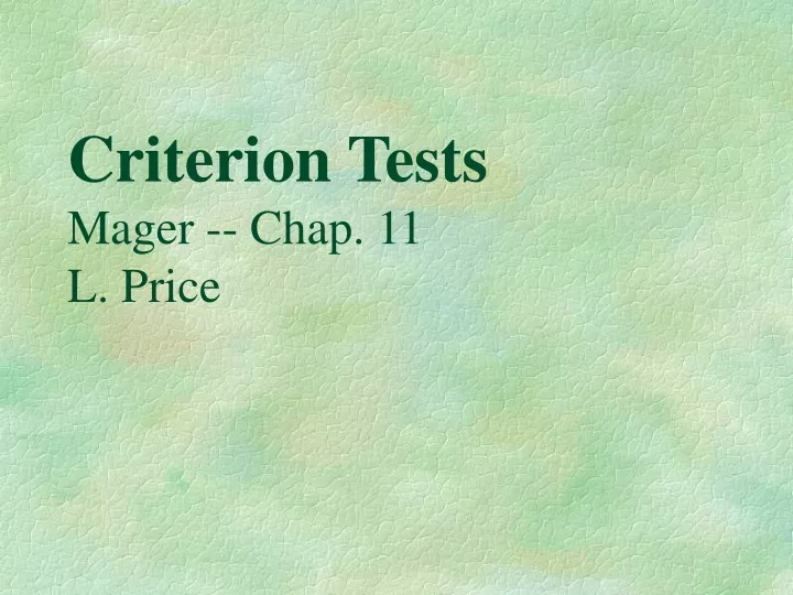 criterion tests mager chap 11 l price