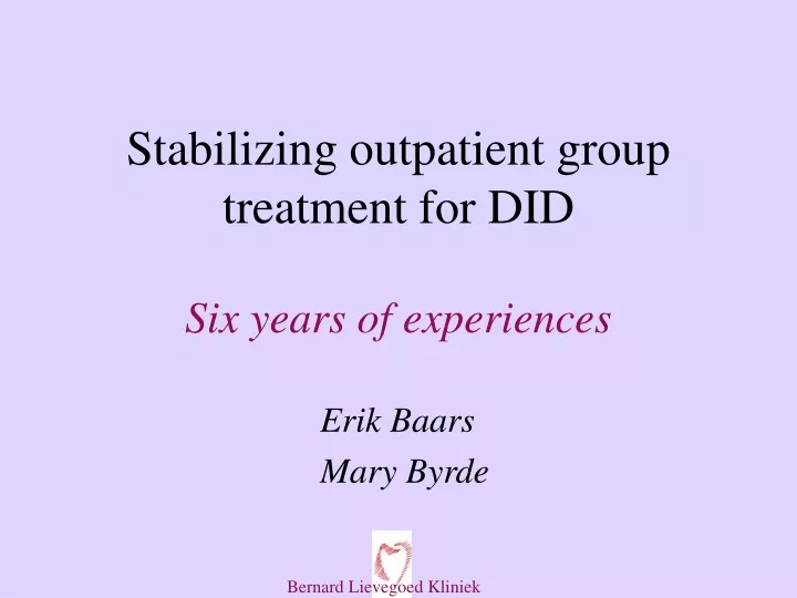 stabilizing outpatient group treatment for did