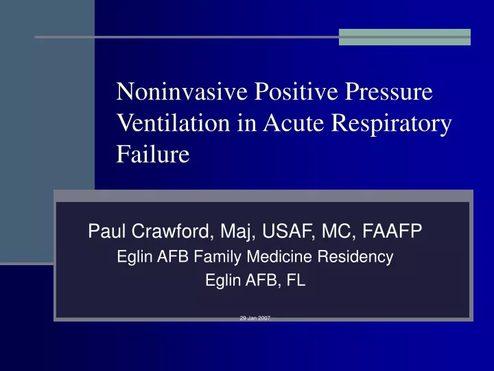 noninvasive positive pressure ventilation in acute respiratory failure