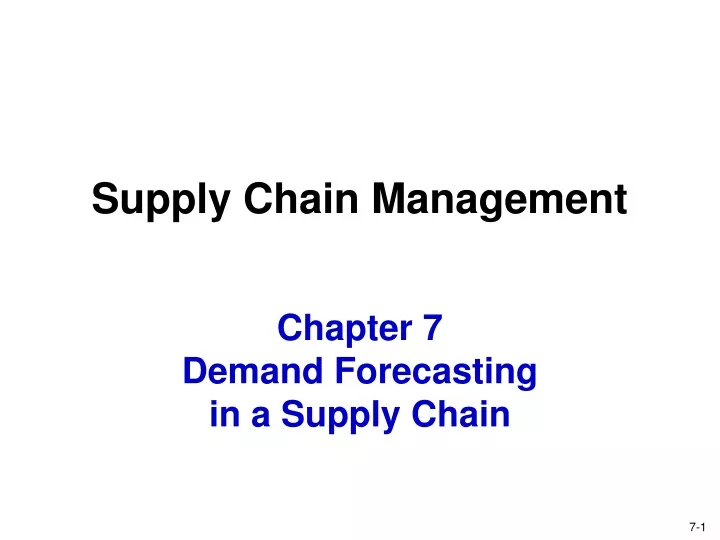 chapter 7 demand forecasting in a supply chain
