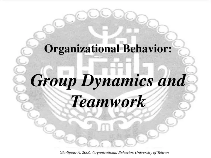 organizational behavior group dynamics