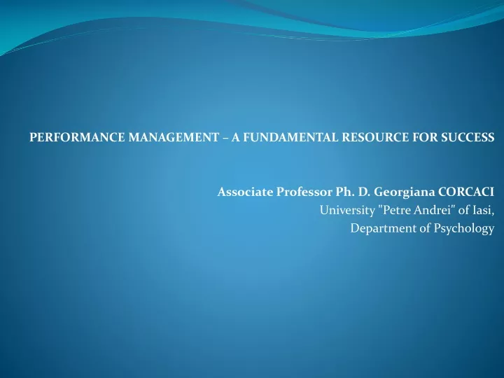 performance management a fundamental resource