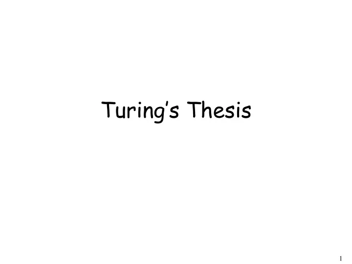 turing s thesis