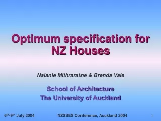 Optimum specification for NZ Houses